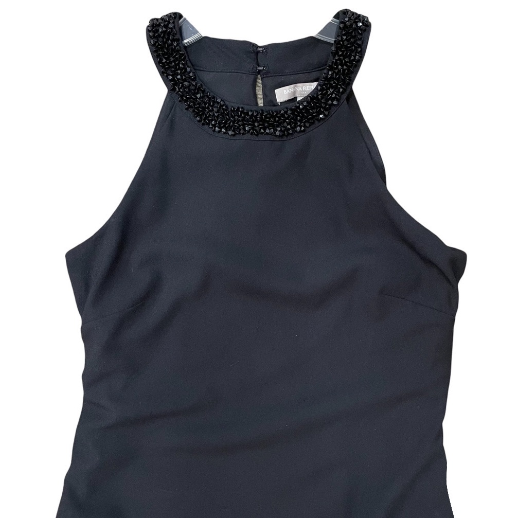 Banana Republic Little Black Dress, High Neck, Embellished, Cocktail Size 6